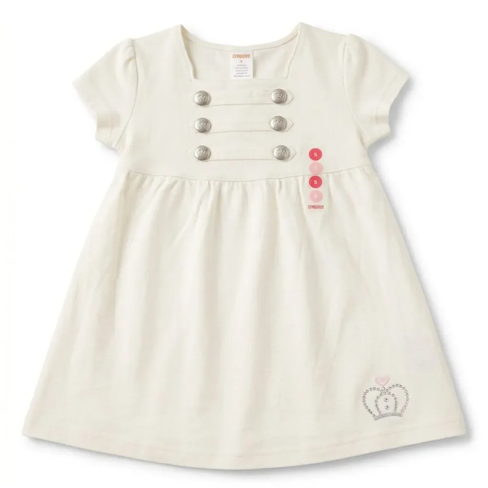 Vintage Gymboree Top Girls Size 5 Ivory School Girls Rock Tunic Crown Y2K NWT